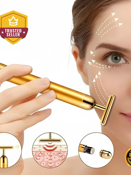 24K Gold Energy Beauty Bar Electric Facial Massage Roller