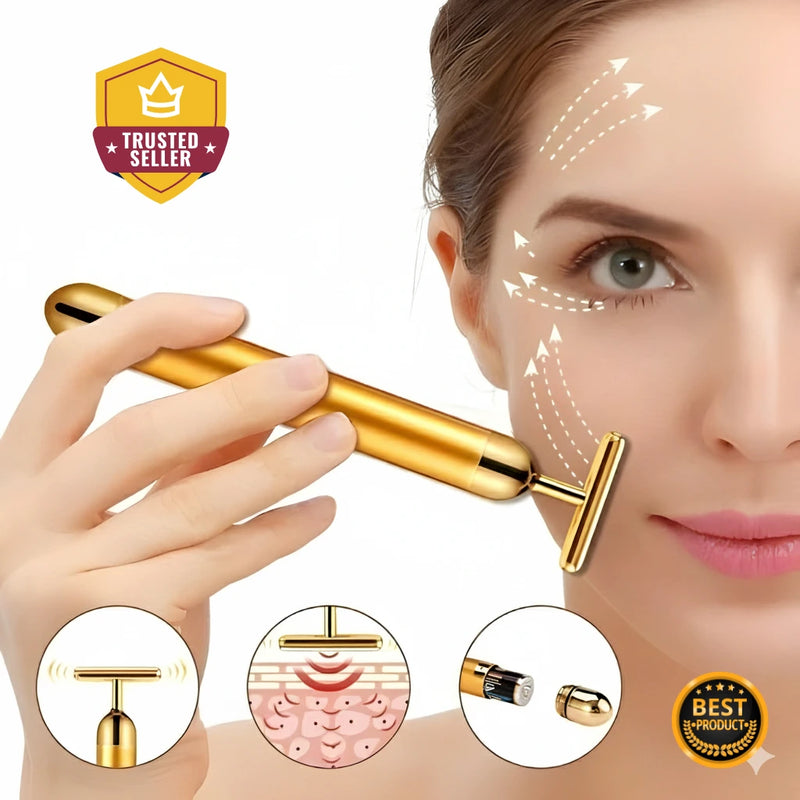 24K Gold Energy Beauty Bar Electric Facial Massage Roller