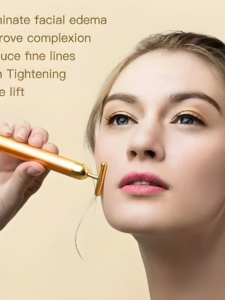 24K Gold Energy Beauty Bar Electric Facial Massage Roller