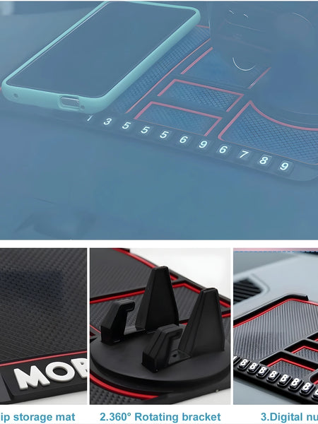 CAR DASHBOARD MAT - ANTI-SLIP W/ PHONE HOLDER & CONTACT DISPLAY