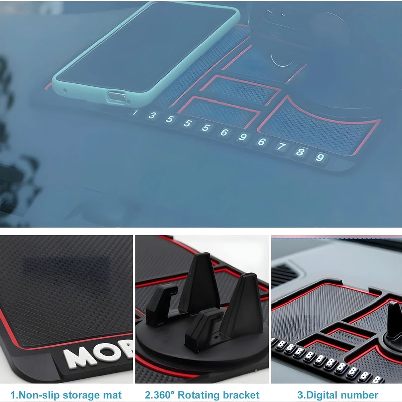 CAR DASHBOARD MAT - ANTI-SLIP W/ PHONE HOLDER & CONTACT DISPLAY