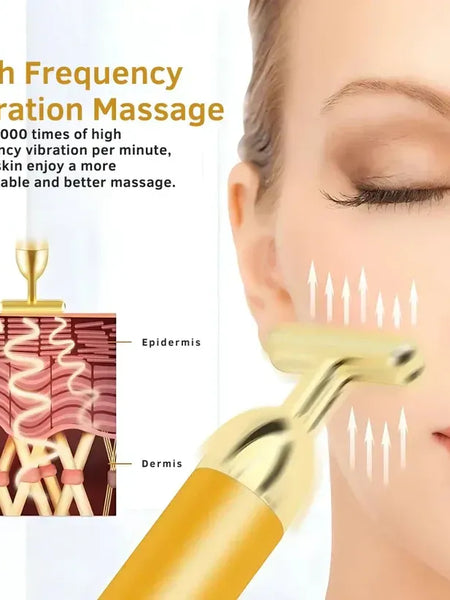 24K Gold Energy Beauty Bar Electric Facial Massage Roller